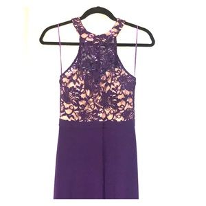 Deep purple full length evening dress